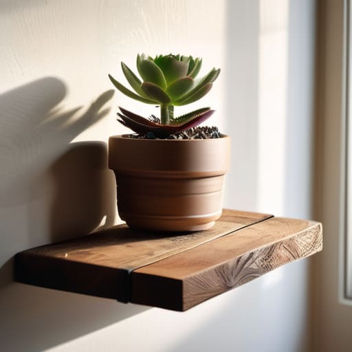The Low-Stakes Floating Shelf on apartment wall.