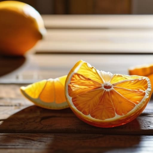 Homemade dried citrus garlands on kitchen counter.