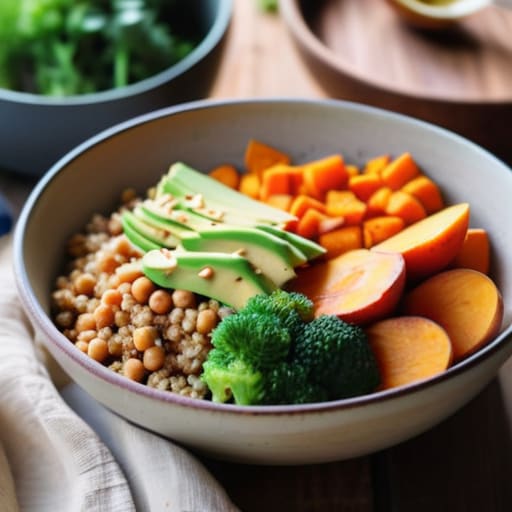 The "Everything-in-the-Pantry" Grain Bowl with veggies.